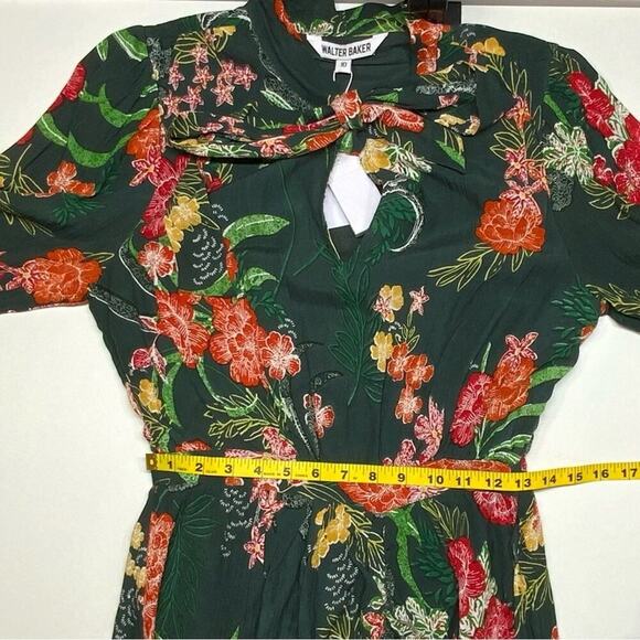 NWT | Walter Baker | Willette Floral Tie Sheath Mini Dress | Green | Size 10 - Picture 9 of 16